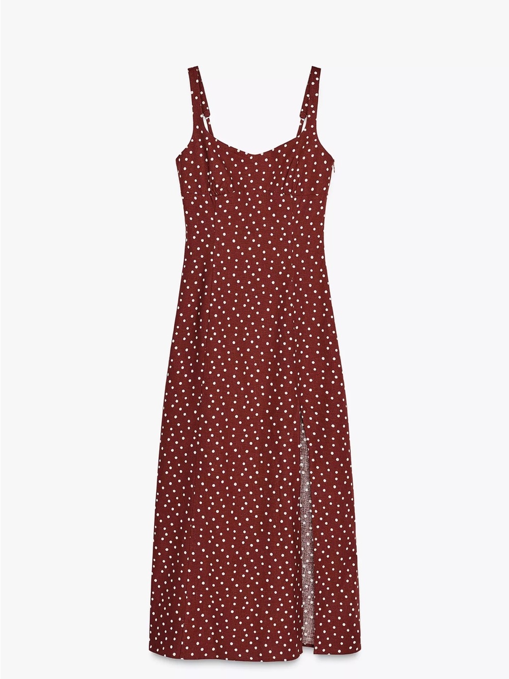 Zara Burgundy Polka Dot Maxi Dress